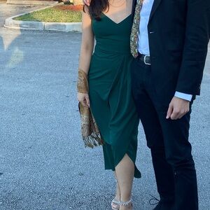 Elegant Green Spaghetti Strap Dress (Lulus)